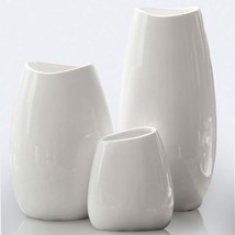 Set Of 3 White Ceramic Flower Vases For Home Decor,, And Living Rooms. - £35.24 GBP