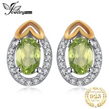 Oval Cut Genuine Natural Green Peridot 925 Sterling Silver Stud Earrings for Wom - £15.52 GBP