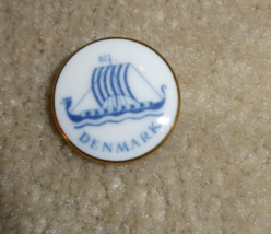 Vintage Bing Grondahl Denmark Glazed Porcelain Pin or Brooch 1 1/2&quot; Wide - $21.78