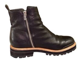 Women Sigerson Morrison Black Pebbled Leather Ankle Boots Sz 9 Smiser Biker image 3