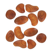 Set of 12 Hand Carved Wooden Decorative River Stones Pebble Natural Decor - £23.79 GBP