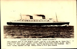 Cunard White Star Liner Queen Elizabeth At Sea-RPPC Postcard BK58 - £3.95 GBP