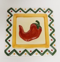 Clay Art Chili Pepper Ceramic Trivet Dish Southwest Decor &#39;98 Vintage - £19.03 GBP