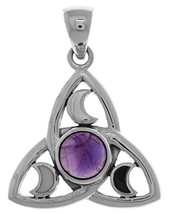 Jewelry Trends Celtic Trinity Crescent Moon Sterling Silver Pendant Amethyst - £72.73 GBP