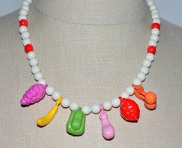 VTG Lucite Celluloid Plastic Multi-Color Fruit Salad Choker Dangle Necklace - $19.60