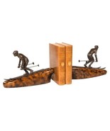 Bookends Bookend MOUNTAIN Lodge Winter Olympian Down Hill Skier Skiing - £336.65 GBP