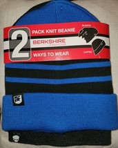 Berkshire Fashions Knit Striped Black Blue &amp; Dark Gray Striped 2-pk. Bea... - $20.23
