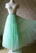 Mint Green Fluffy Tiered Tulle Skirt Outfit Women Plus Size Long Tulle Skirt