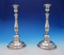 Portuguese .800-.850 Silver Candlestick Pair with Bands Handwrought (#3815) - £1,887.84 GBP