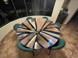 Handmade Round Epoxy Table Top, Black Resin Table, River Table Top For Home Deco - £1,299.68 GBP
