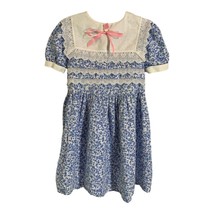 Vintage Girls Carrousel Dress Size 6X Blue White Floral Sailor Collar - $28.50