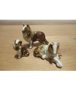set of 3 ceramic collies, porcelain collie dog, collie dog figurine, cer... - $25.00