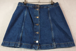 Topshop A Line Skirt Womens Size 30 Blue Denim Cotton Flat Front Button Front - £16.67 GBP