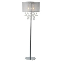 Charlotte 2-Light Led Silver Textured Shade Floor Lamp W/Bubbles Glass Balls Dim - £511.58 GBP