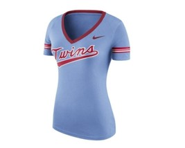 Nike Women&#39;s Minnesota Twins Cooperstown Slim-Fit V-Neck T-Shirt, Blue, Medium - £18.55 GBP
