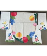 VTG 1940-1950 Embroidered Table Runner &amp; 4 Napkins with Floral Appliques - €15,48 EUR
