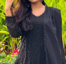 Beautiful Georgette Lucknowi Chikankari Fancy Allover work Straight styl... - $33.99
