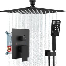 Shower System Aolemi Matte Black Ceiling Mount 12 Inch Rain Shower Head ... - £173.81 GBP