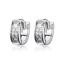 Genuine 925 Silver Dazzling Cubic Zircon Geometric Small Stud Earrings for Women - £16.85 GBP