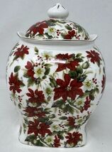 Grace Teaware Poinsettia Canister Christmas holiday Candy Jar porcelain New - $34.60