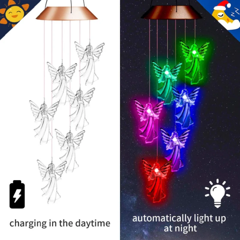 Outdoor solar wind chime light  colorful gradient courtyard light Christ... - £250.98 GBP