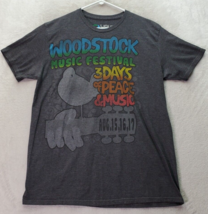 Woodstock Tee Shirt Unisex Large Gray Cotton Music Festival Peace &amp; Music Tumble - £13.71 GBP
