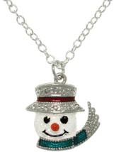 Jewelry Trends Pewter Enamel Frosted Snowman Charm with 18 Inch Chain Necklace - $29.99