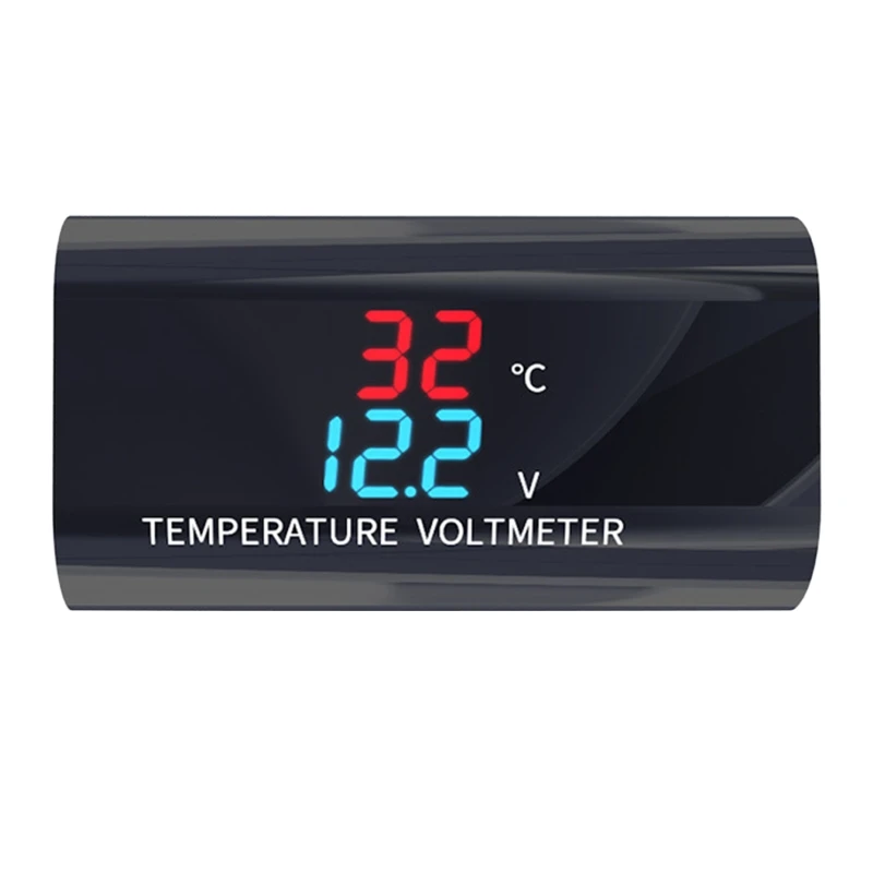 Car Motorcycle Waterproof DC 12V Voltmeter Thermometer 0.28 inch Dual Displa Vol - £44.88 GBP
