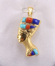 Egyptian Queen Nefertiti Mask Yellow Gold 18K Charming Pendant Stamped 5.7 Gr - £550.24 GBP+