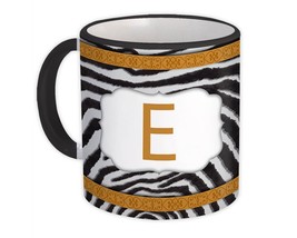 Monogram Letter E : Gift Mug Zebra Letter Initial ABC Animal Arabesque - $15.90+