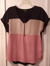 Pre-Owned Women’s A U W Color Block Short Sleeve Top (Sz M) - £7.12 GBP