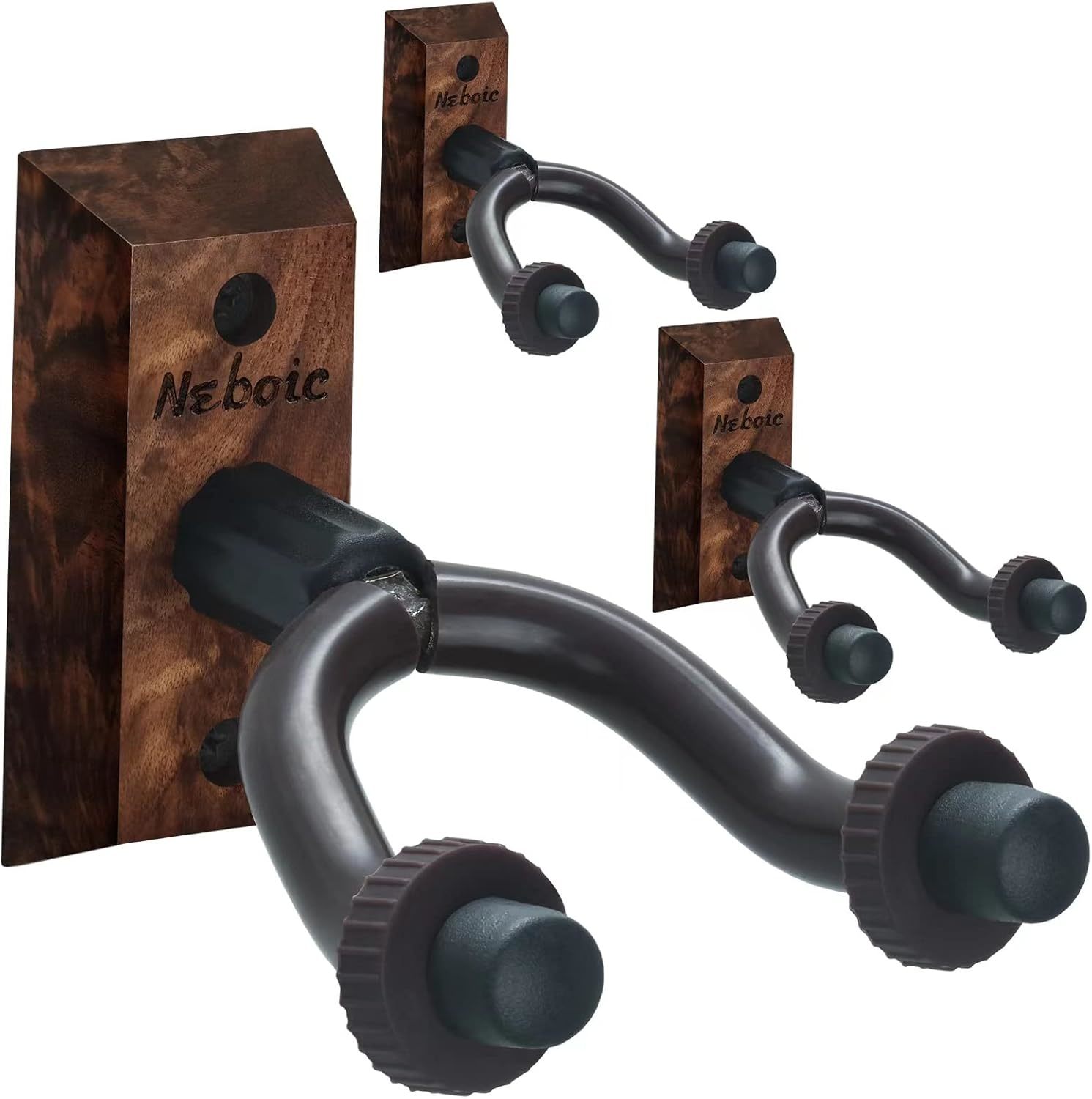 3 Pack Guitar Wall Mounts - Wooden Guitar Hangers With Hooks For, Mandolin - $31.96