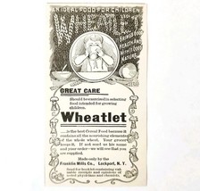 Wheatlet Breakfast Franklin Mills 1897 Advertisement Victorian Cereal AD... - $19.99