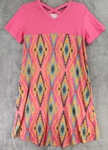 Crazy Train Dress Womens Small Pink Native Western Hi Low Casual Summer Mini - £16.75 GBP