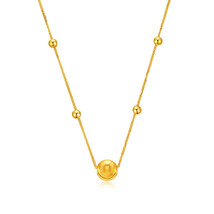 Bead Station Necklace  18K Solid Gold - £118.84 GBP