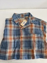 Red Head Brand Co Cotton Shirt Coronet Blue Gray Orange Plaid Button Down SZ M - £12.19 GBP