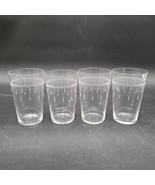 Four Antique Etched Juice Glasses With Floral Shamrock Design 4oz Clear - $369.20 MXN