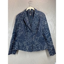 RQT Embroidered Jean Jacket Coat Women&#39;s Floral Stretch Button Petite Sm... - $511.24 MXN