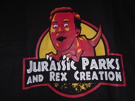 TeeFury Jurassic XLARGE &quot;Jurassic Parks &amp; Rex Creation&quot; Mash Up Parody BLACK - £11.72 GBP
