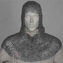 Flat Riveted With Flat Warser Chain mail shirt 10 mm Medieval Coif /Hood - £62.33 GBP