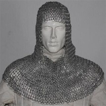 Flat Riveted With Flat Warser Chain mail shirt 10 mm Medieval Coif /Hood - £62.49 GBP