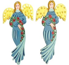 Angel Ornaments 1984 Winterthur Museum Lot Of 2 Hand Painted Wood Christmas E38 - £19.76 GBP