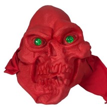 Vintage 90s Topstone NU-SKIN Light Up Halloween Mask  Red Skull With Green Eyes - £18.60 GBP