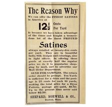 Satines India Silk Fabric Boston 1894 Advertisement Victorian Fashion AD... - €8,57 EUR