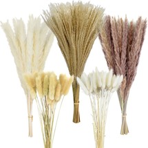 Dried Pampas Grass Decor 145 PCS 17Inch 43cm Natural Dried Pampas Grass Bouquet  - £23.18 GBP