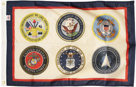 Armed Forces (6 Seals) - 3&#39;X5&#39; Nylon Flag - $78.00