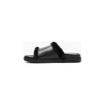 Stacy Adams Monty Slide Sandal Crocodile Print Faux Fur Black 25560-001 image 5