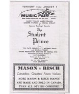 Program The Student Prince  Music Fair QEW &amp; Dixie Road  1958-60 - $19.79