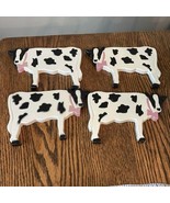 Vtg Lot-4 Black &amp; White Cows Wall Hanging Pink Bows Country Farm Decor U... - £19.53 GBP