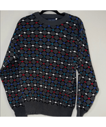 Vintage Mark Stuart Red and Gray Crewneck Sweater with Geometric Design - $20.18 CAD